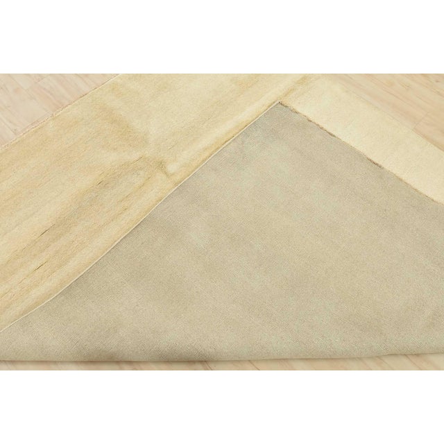 Solid Ivory Rug 6’4” X 7’11” Wool Contemporary Hand-Knotted Carpet For Sale - Image 10 of 11