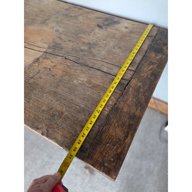 Wood 18th Century Spanish Oak Farm Table for Use as a Desk or Dining Table. For Sale - Image 7 of 7