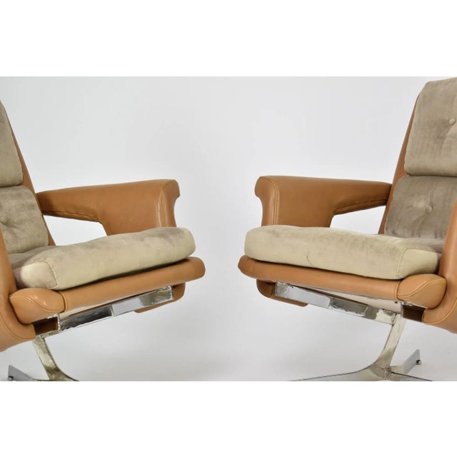 Metal French Lounge Chairs Attributed to Raphaël Raffel for Apelbaum, 1970s For Sale - Image 7 of 13