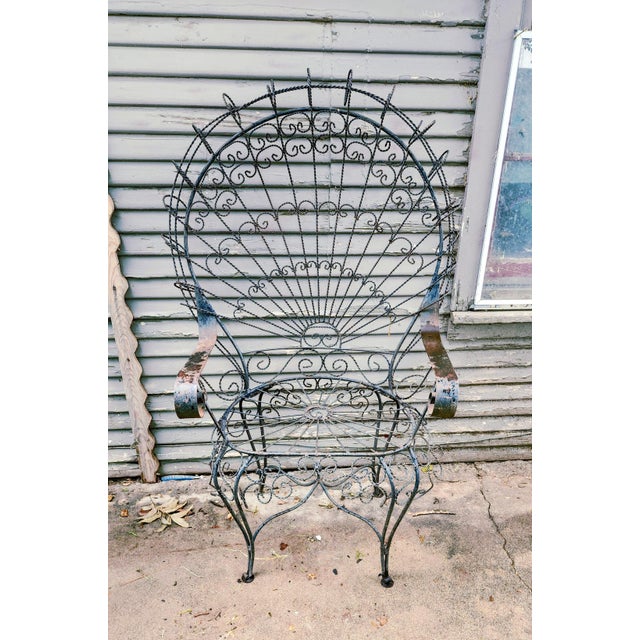 Mid-Century Modern 1960s Wrought Iron Peacock Chairs Set of Two For Sale - Image 3 of 5