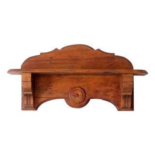 Antique Folk Art Carved Wood Wall Shelf For Sale
