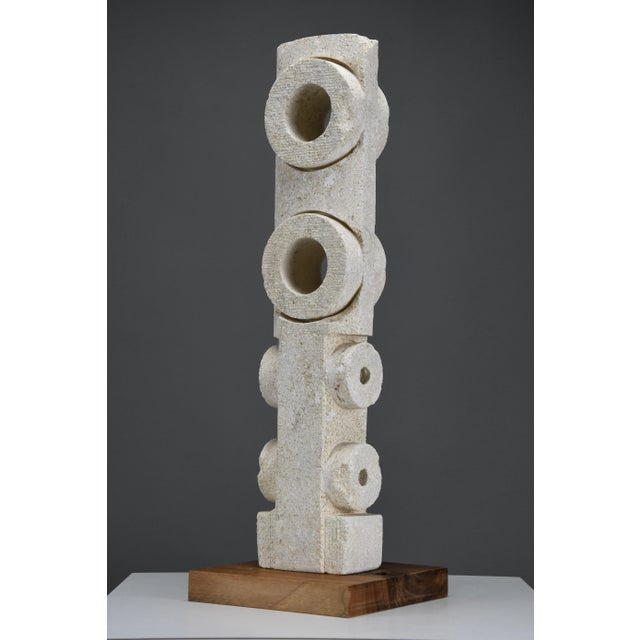 Alberto Cabiddu, Postmodern Totemic Sculpture, 1997, Pietra di Vicenza For Sale - Image 3 of 14