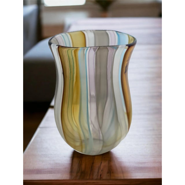 Hand Blown Murano-Style Glass Tiki Beach Inspired Flower Vase by Designer Karen Curtis For Sale In New York - Image 6 of 10