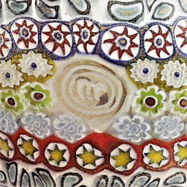 Glass Vintage Maestro Imperio Rossi Murano Millefiori Art Glass Vase For Sale - Image 7 of 8