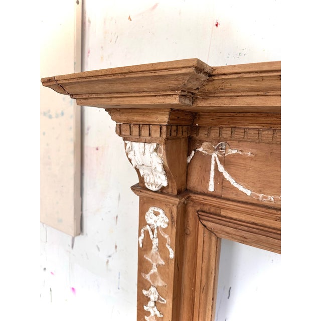 Tan English Pine Mantle in the Adam's Style For Sale - Image 8 of 12