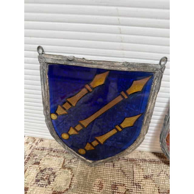 Design Plus Gallery presents a Set of Three Heraldry Shields. Stained glass heraldry shields, often called escutcheons,...