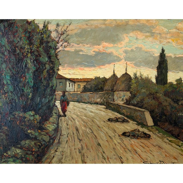 Gino Romiti, Rural Landscape, 1960s, Oil Painting on Panel, in Flawless conditions. Designed 1960 to 1969