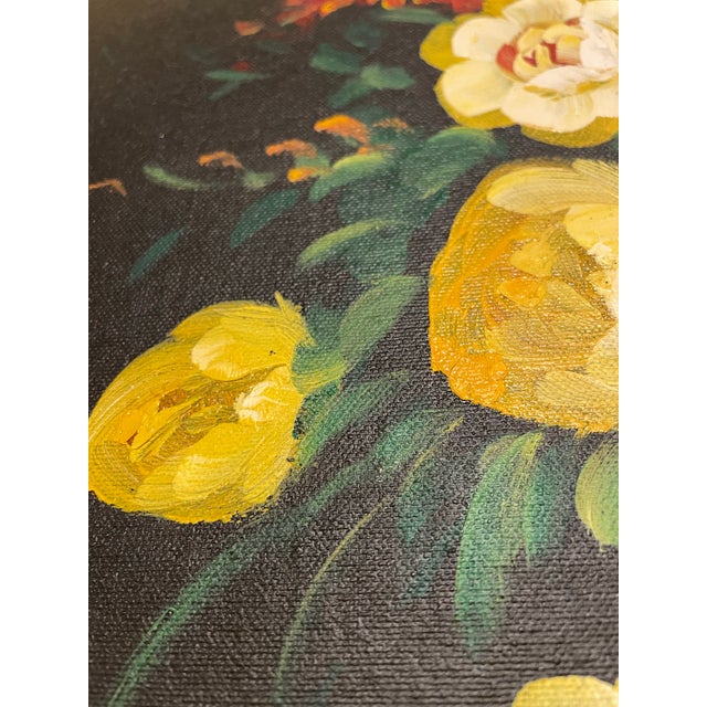 Vintage Framed Floral Still Life With Oval Cartouche, Gilt Wood Frame For Sale - Image 10 of 12