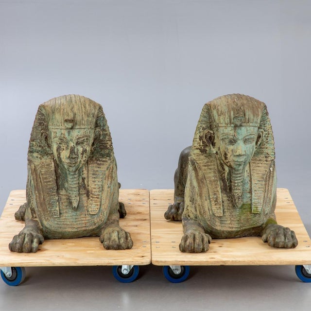 1900 - 1909 Large Sphinx Figures, 1900, Set of 2 For Sale - Image 5 of 6