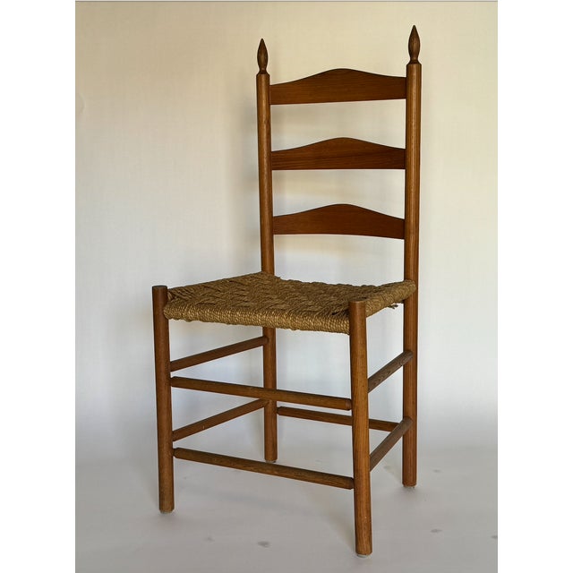 1950s Mid Century Modern Ladder Back Chair with original woven reed seat