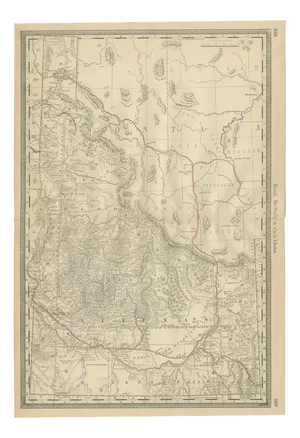 Idaho Map of The Gem States Railroads with Mining Camps and Counties, 1888