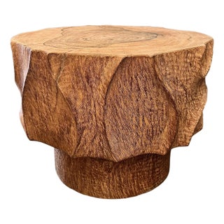 Lychee Swirl Carved Side Table For Sale