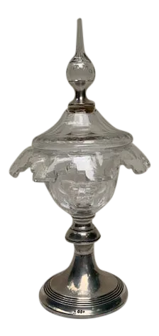 Antique French Baccarat and Sterling Silver Candy Jar - a Pair