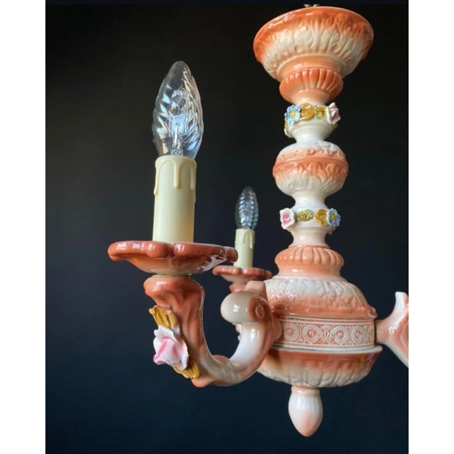 Vintage Italian Ceramic Chandelier, 1960s For Sale - Image 4 of 9