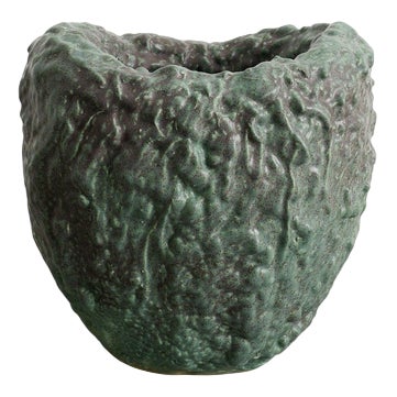 Swedish Contemporary Green Stoneware Vase Sculpture by Mårten Medbo, 2009 For Sale