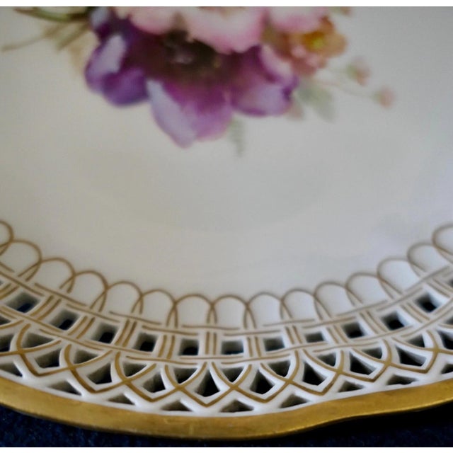 White Early 20th Century KPM Compote with Hand Painted Floral Center For Sale - Image 8 of 11