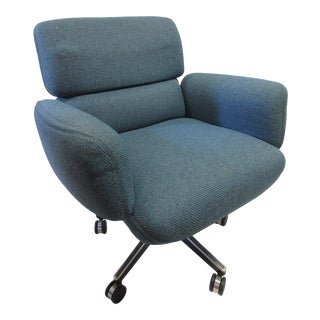 Vintage Executive Office Chair in Blue Fabric Attributed to Otto Zapf for Knoll For Sale