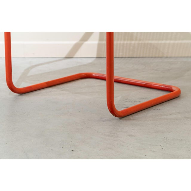 Mid-Century French Orange Polychrome Tubular Steel Chair with Rush Seat, 1950s For Sale - Image 6 of 12