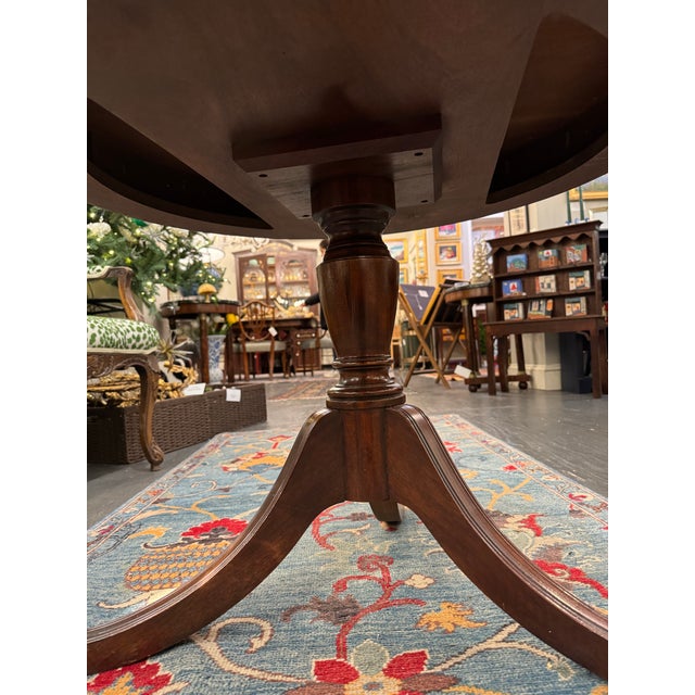 Vintage Burled Mahogany Drum Table For Sale In Boston - Image 6 of 10