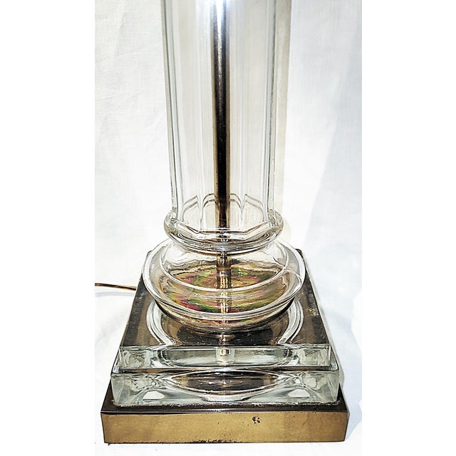 Metal Vintage Glass Column Table Lamp For Sale - Image 7 of 9