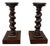 Antique Pair French Louis XIII Barley Twist Pedestals Plant Stands Oak 33" T For Sale