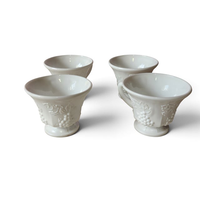 Set 4 Indiana Milk Glass Grape Colony Harvest Footed Cups, 1950s For Sale In New York - Image 6 of 7