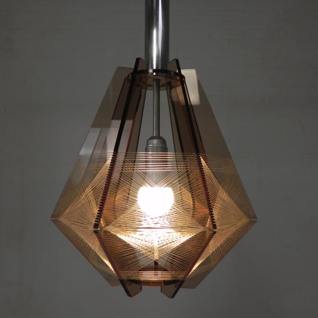 Vintage Acrylic Glass and Nylon Wire Pendant Lamp by Paul Secon for Sompex, 1960s For Sale - Image 14 of 18