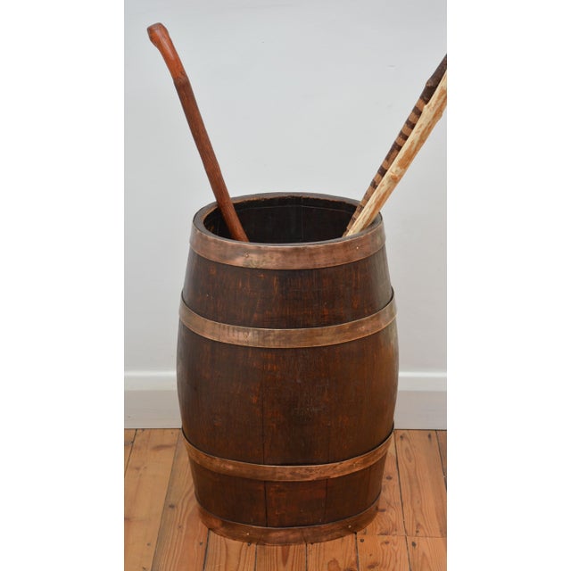 Victorian Country House Coopered Barrel Umbrella Stand in Oak, 1870 For Sale - Image 6 of 15