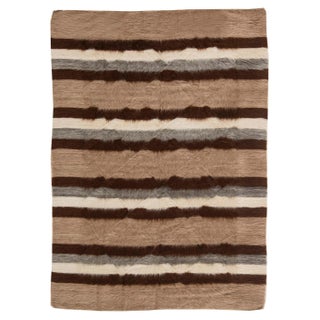 Taurus Collection Modern Striped Handmade Goat Hair Rug by Doris Leslie Blau For Sale