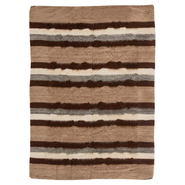 Taurus Collection Modern Striped Handmade Goat Hair Rug by Doris Leslie Blau For Sale