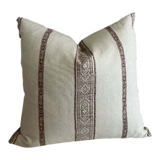 Early 20th Century Patterned Casablanca Stripe White & Rust Pillow For Sale