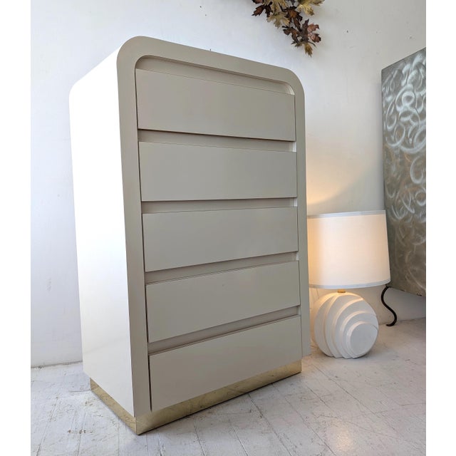 1980s Vintage Laminate Waterfall Chest of Drawers, 1980s For Sale - Image 5 of 12