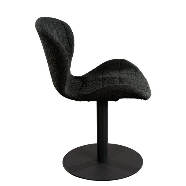 Textured fabric and bronze stainless stee base, creates this 180 degree swivel dining chair with sleek design Care...