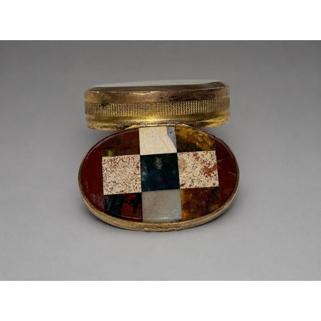 Brass Antique Scottish Hardstone and Gilt Brass Oval Snuff Box C. 1880 For Sale - Image 8 of 9