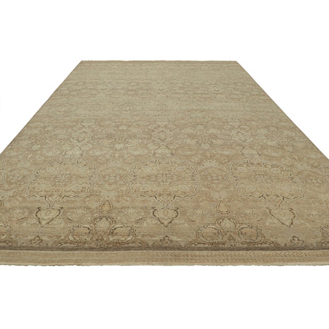 Rug & Kilim Rug & Kilim’s Modern Classics Rug in Beige-Brown and Gold Floral Patterns For Sale - Image 4 of 7