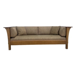 1990s Stickley Craftsman Mission Oak Prairie Settle For Sale