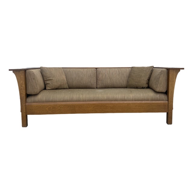 1990s Stickley Craftsman Mission Oak Prairie Settle For Sale