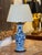 Blue and white porcelain lamp in the style of traditional Chinese export ware, converted from a vase form. The body...