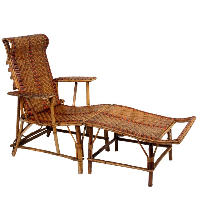 Vintage French Bamboo & Rattan Chaise Lounge Chairish