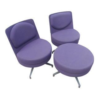 Steelcase Coalesse "Topo" Swivel Lounge Chairs and Matching Ottoman For Sale