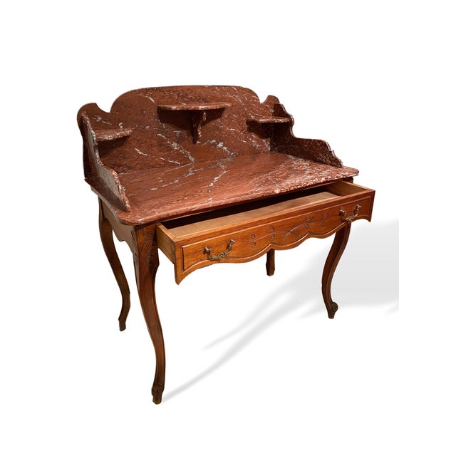 French French Marble-Top Washstand Dry Sink With Marble Surround and Shelves For Sale - Image 3 of 10