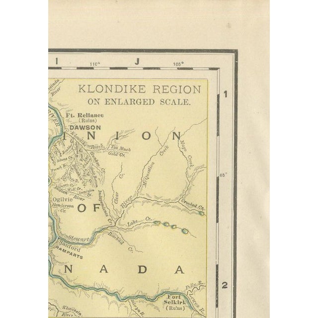 Antique Map of Alaska with Klondike Gold Fields Inset from Rand McNally, 1899 For Sale - Image 6 of 11