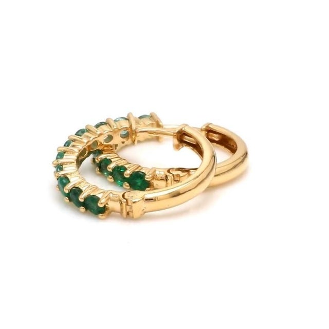 Emerald 1.10 cts Natural Zambian emerald earrings in 14k gold For Sale - Image 8 of 18