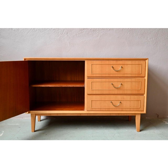 Brown Small Vintage Scandinavian Sideboard in Light Oak, 1960s For Sale - Image 8 of 17