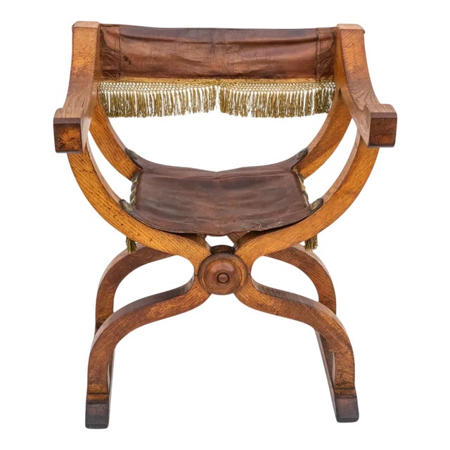 Brown Savonarola Chair, 1900s For Sale