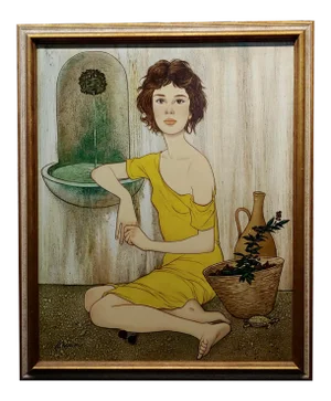 Philippe Noyer - the Girl & the Basket of Figs - Oil Painting