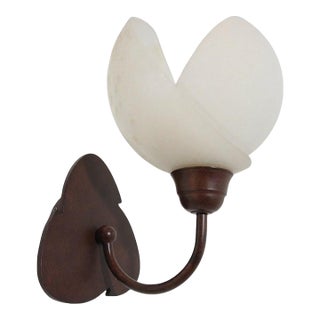 Italian Murano Frosted Glass and Bronze Finish Wall Sconce Clover Base For Sale