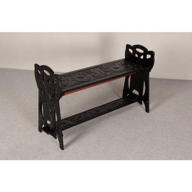 Art Nouveau Bench with Carved Poppies, 1890s For Sale - Image 4 of 14
