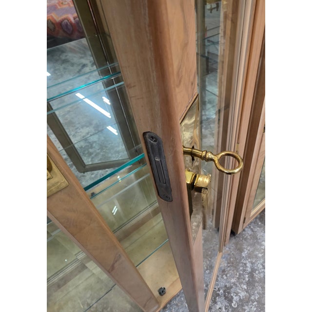 Pair of Vintage Drexel Heritage Olive Burl Wood and Glass Display Cabinets For Sale - Image 10 of 12