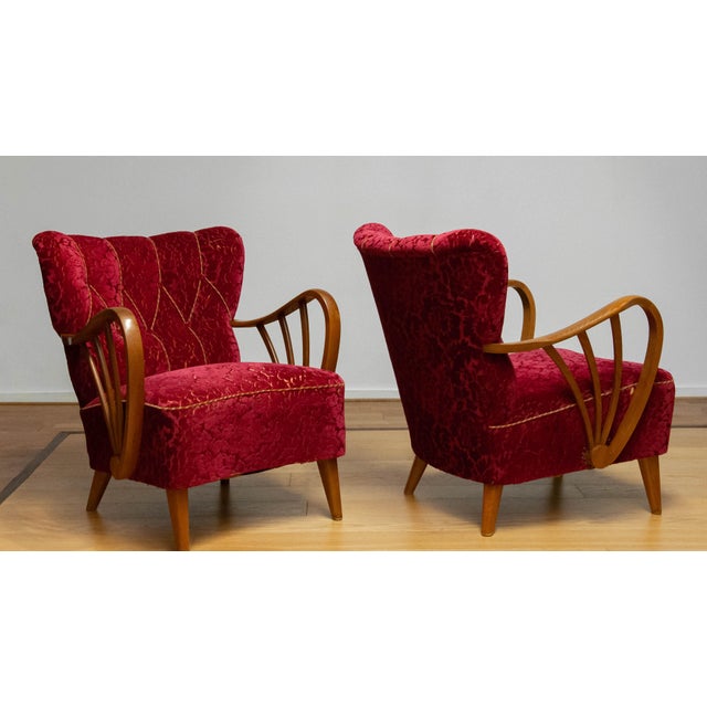 Set of Swedish Lounge Chairs by Sternells Virserum, 1940s For Sale - Image 6 of 12